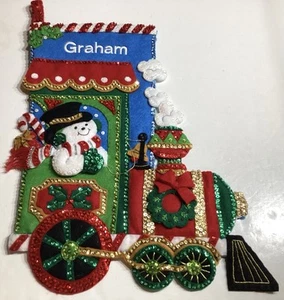 Bucilla felt stocking kit - Candy Express - Completed With Liner - Picture 1 of 5