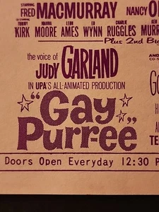 1962 JUDY GARLAND GAY PURREE & WALT DISNEY FRED MACMURRAY FLUBBER FLIER Herald - Foto 1 di 7