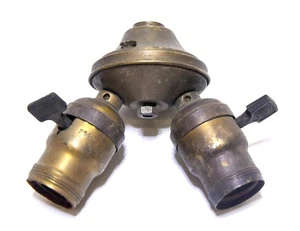 VINTAGE MESSING LAMPENFASSUNG DOPPEL CLUSTER DEAL UND HUBBELL FASSUNGEN - Bild 1 von 8