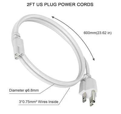 4PCS 4FT Power Cables For T5 T8 LED Tube Light Fixtures 3-Pin Plug Cord Wires US - Image 1 of 4