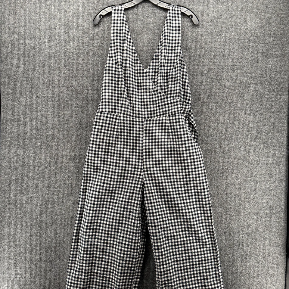 Mono Banana Republic M Azul Cuadros Lino Cuello en V Pierna Ancha Jersey Cottagecore Foto 1 de 4