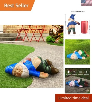 Caprichosa estatua de gnomo de jardín travieso de 6"" - Impermeable decoración exterior en azul Foto 1 de 4