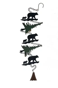 52-Inch Rain Chain with Alternating Black Bear and Tree Silhouettes - Picture 1 of 6
