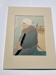 Paul Jacoulet Woodblock 'Old Woman Selling Carp' 1934 Ed. 211/350 - Picture 1 of 13