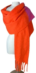 April Marin (One Size) Grober Fransen Schal Tuch Rosa Orange - Bild 1 von 9