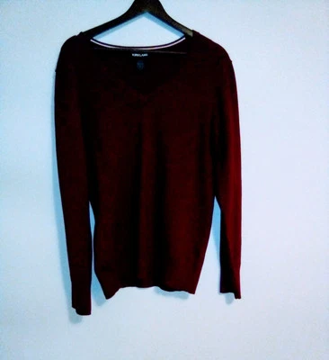 Kirkland подпись XXL мужчин V шеи Пима хлопок смесь красный и белый свитер - Изображение 1 из 4