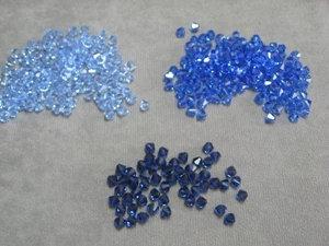 6 mm Bicone Swarovski Crystals 3 Variations: Lt Sapphire, Sapphire, Dk Sapphire - Picture 1 of 11