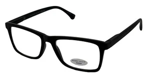 Perry Ellis  Mens Matte Black Plastic Rectangle Reading Glass PEBX 53 2.5 - Picture 1 of 13