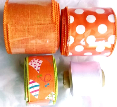 Kite Wired Ribbon Bundle 4 x 5 yds 20 yard total 2.5" & 1.5" Summer Sale Was $24 - Image 1 of 4