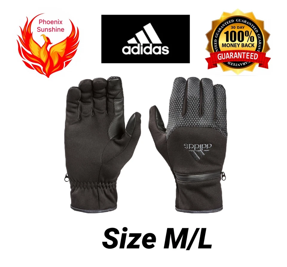 Size L/XL Adidas Mens Touchscreen Gloves Sportswear AW0081-200 Black