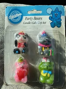 Vintage Wilton Party Bears Birthday Candles Cake Top Set Of 4 New & Sealed 1990 - Picture 1 of 6
