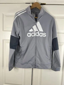 Adidas Youth Full Zip Up Warm Up Jacket Gray/White Size XL (18-20) - Picture 1 of 6
