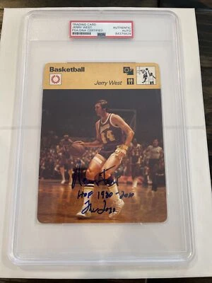 Autographed Jerry West Signed 1977 Sportscaster Card PSA/DNA AUTO LAKERS LOGO - Image 1 of 4
