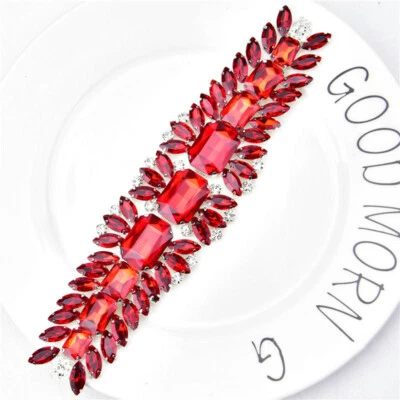 Rhinestone Crystal Applique Trim Chain Sew Wedding Dress Costume Accessory Blue - Image 1 of 4