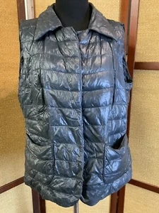HERNO Emilia Down Jacket Vest  Sz 48 /US 12 Black Button Up - Picture 1 of 11