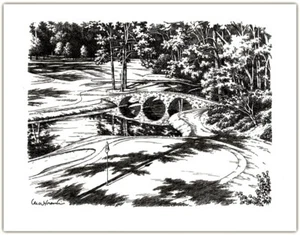 Augusta National Golf Club 12th Green Pen & Ink 14" x 18" Print 2025 Masters 🔥 - Picture 1 of 7