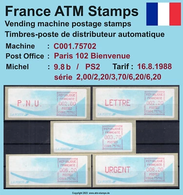 France ATM stamps Michel 9.8 b / C001.75702 serie PS2 ** / LSA vending machine - Image 1 of 2