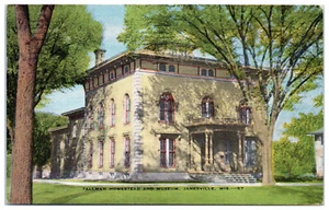 Postcard Tallman Homestead & Museum Historic NRHP Home Janesville Wisconsin 1956 - Picture 1 of 3
