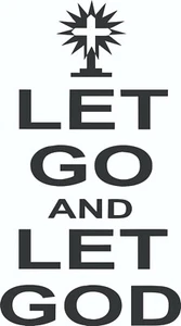 WALL DECOR STICKER LET GO LET GOD WHITE BLACK DOOR CROSS FAITH ART QUOTE HOME - Picture 1 of 5
