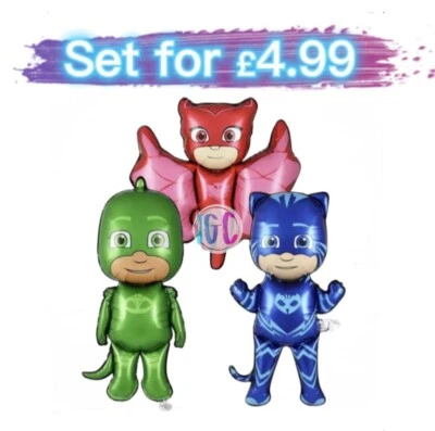 PJ Masks Catboy Gekko Owelette Set of 3 Balloons Kids Birthday Party Decoration