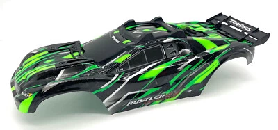 RUSTLER ULTIMATE - BODY Shell (Black and Green Shell decals Traxxas 67097-4 - Image 1 of 4