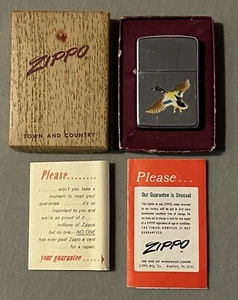 Vintage Zippo 1950โs Town & Country Flying Duck ๐ฆ๐ฅ Rare Lighter W/OG Box Nice - Picture 1 of 22