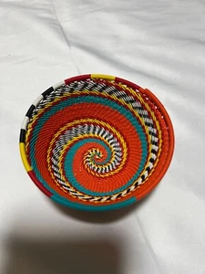 Small hand-weave South African wire basket 5" X 2.5" African Art Deco - Picture 1 of 10
