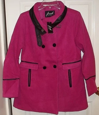 CHAQUETA ROSA FUCSIA PARA MUJER ~ talla S M L XL 2X ~ NUEVO CON ETIQUETAS ~ ABRIGO CHAQUETA DE CUERO SINTÉTICO ~ FORRADO Foto 1 de 4