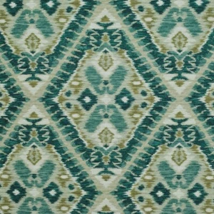 P Kaufmann SPARTA PARROT Cotton Green Geometric Ikat Drapery Upholstery Fabric - Picture 1 of 1