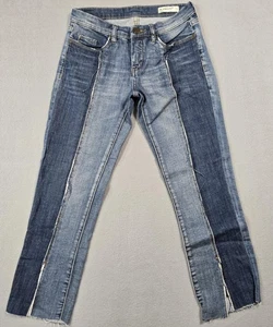 Pantalones de mezclilla BLANKNYC para mujer 26 azules ajustados dos tonos retazos dobladillo crudo panel abertura al tobillo - Imagen 1 de 13