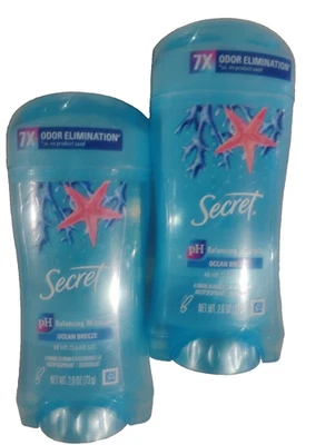 2x 2.6 oz Secret 48-Hour Clear Gel Ocean Breeze Scent 7x Odor Elimination New - Image 1 of 3