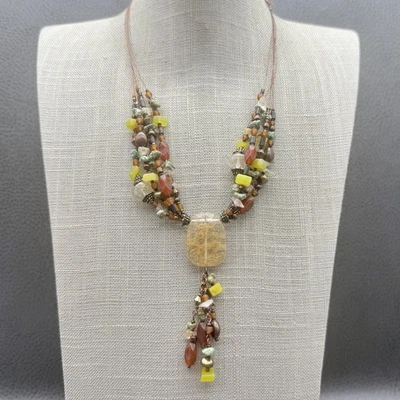 Coldwater Creek Multi Hilo Collar Cuentas Piedra Boho Colgante En Capas Foto 1 de 4