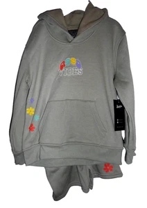 Cool Brooklyn Cloth girls size 7 sage green good vibes hoodie shorts outfit set - Picture 1 of 9