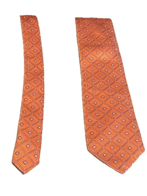 Corbata para Hombre David Donahue Naranja Diamante 100% Seda Tejida en Italia Hecha en EE. UU. Foto 1 de 4
