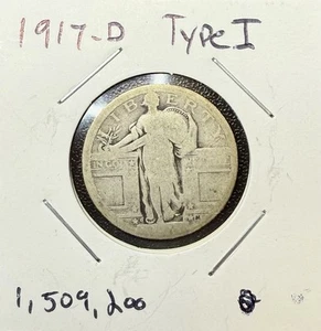 1917-D Type 1 Standing Liberty Quarter - Picture 1 of 4