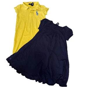 2 Polo Ralph Lauren Dresses Girl Navy Sz 5 & Yellow Polo Style Sz 6 - Picture 1 of 5