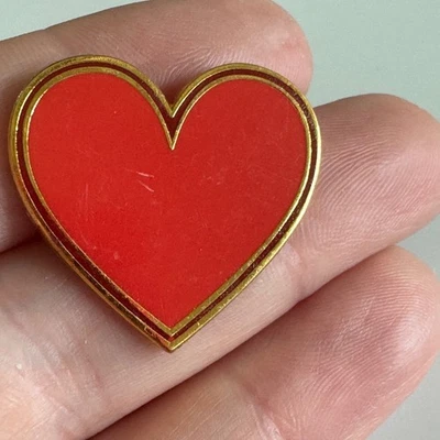 Vintage Google Fiber Red Heart Enamel Lapel Pin Gold Tone  Valentine Love - Image 1 of 3