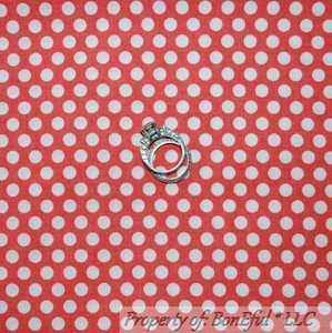 BonEful Fabric FQ Cotton Quilt Orange Peach Salmon White Polka Dot Stripe Calico - Picture 1 of 7