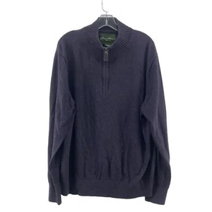 Eddie Bauer Men's XL Gray Cotton 1/2 Zip Cashmere Pullover Sweater - Picture 1 of 5