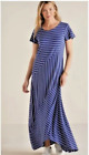 Soft Surroundings Elsie Maxi Dress Womens Large Blue White Stripe Stretch Knit