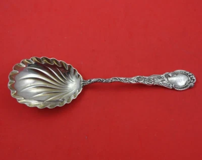 Louis XV by Durgin Sterling Silver Berry Spoon Gold Washed Swirl Bowl 9" - Image 1 of 3