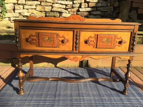 Jacobean Style Depression Era Buffet Side Board Cover