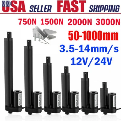 12V 24V 3000N Electric Lift Cylinder Linear Actuator Fast Heavy Duty w/ Brackets - Image 1 of 4