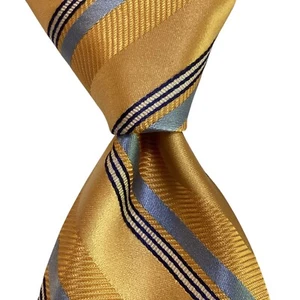 ROBERT TALBOTT Best of Class Men's Silk Necktie Designer STRIPED Yellow/Blue GUC - Picture 1 of 3