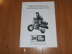 VINTAGE RUPP MINIBIKE RIDGE RUNNER MANUAL 6 PAGES (REPRODUCTION ) - Picture 1 of 2