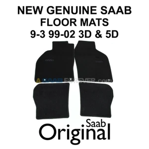 SAAB 9-3 99-02 FLOOR MAT SET BLACK W LOGO HATCHBACK 3D 5D VIGGEN NEW GENUINE OEM - Picture 1 of 4