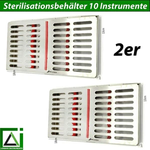2 recipientes de esterilización almacenamiento contenedor estéril 10 instrumentos casete - Imagen 1 de 6