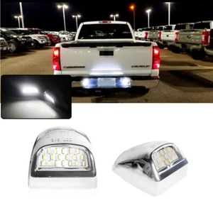 Chrome Silver Full White LED License Plate Lamps For GMC Sierra 1500 2500 3500 - Picture 1 of 12