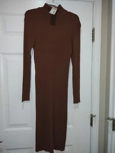Nasty Gal NWT Ribbed Dress Maxi Chocolate Dress Size 10 - Picture 1 of 5