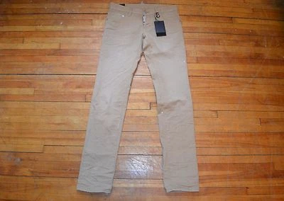 DSQUARED² KHAKI BEIGE PAINTED WRINKLED WASH FADED DENIM SLIM JEANS S 44 28 - 30 - Image 1 of 4